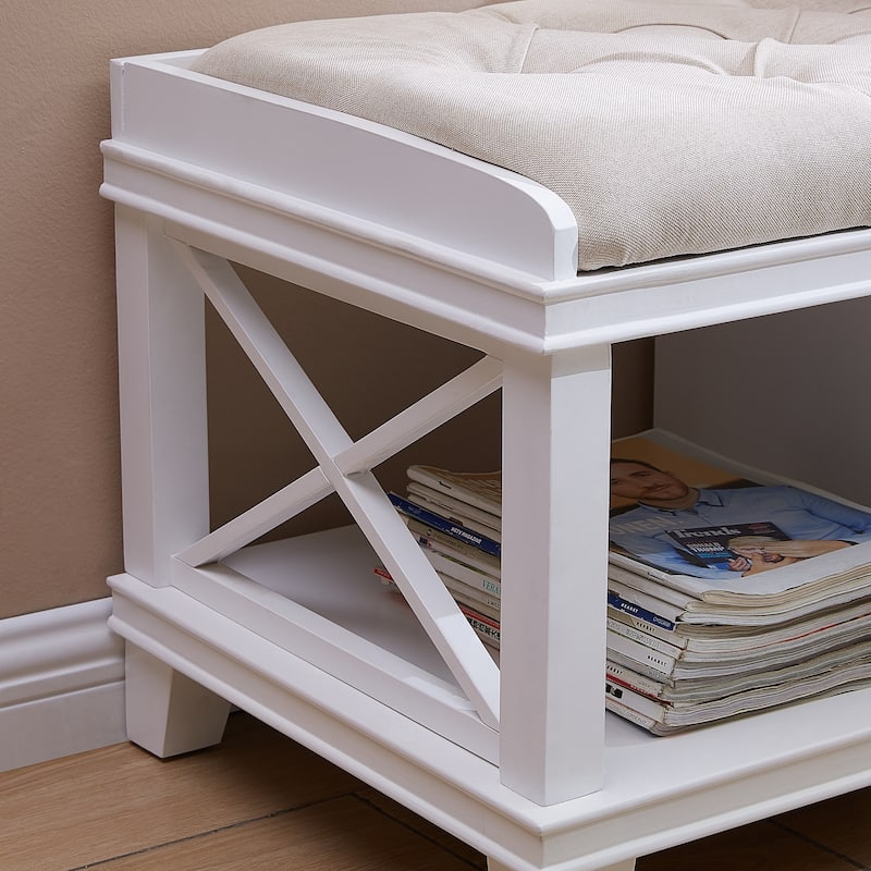 Waggoner White Upholstered Storage Bench