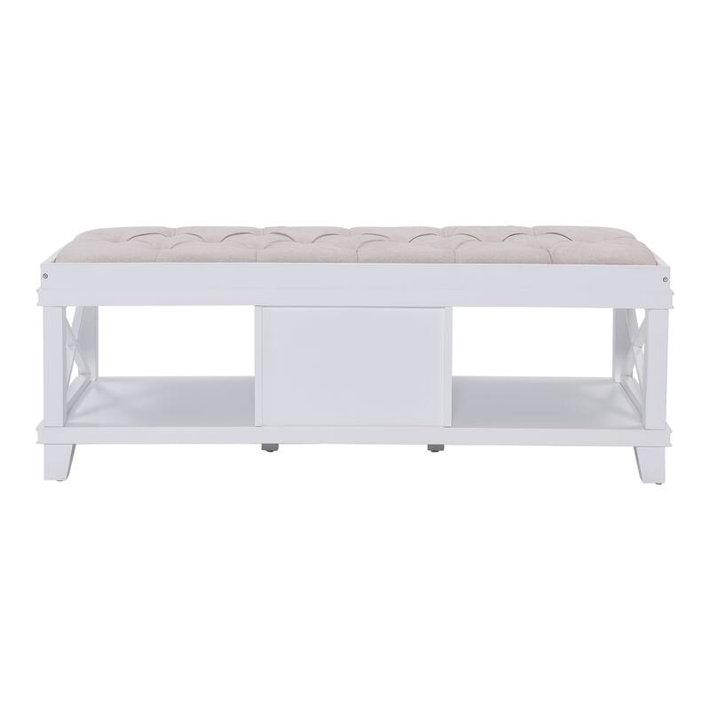 Waggoner White Upholstered Storage Bench