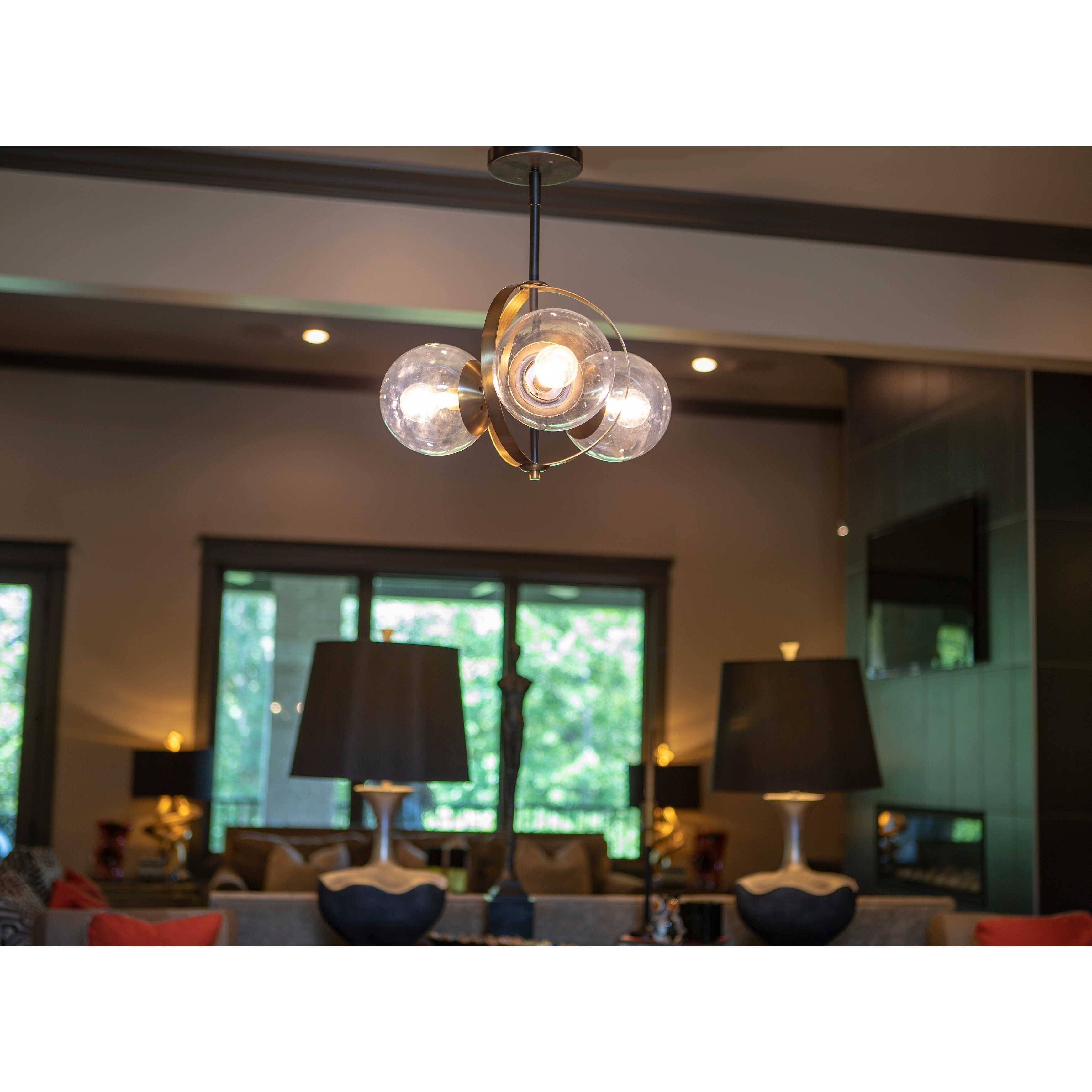Shop Griggs Globe 3 Light Semi Flush Mount Ceiling Light