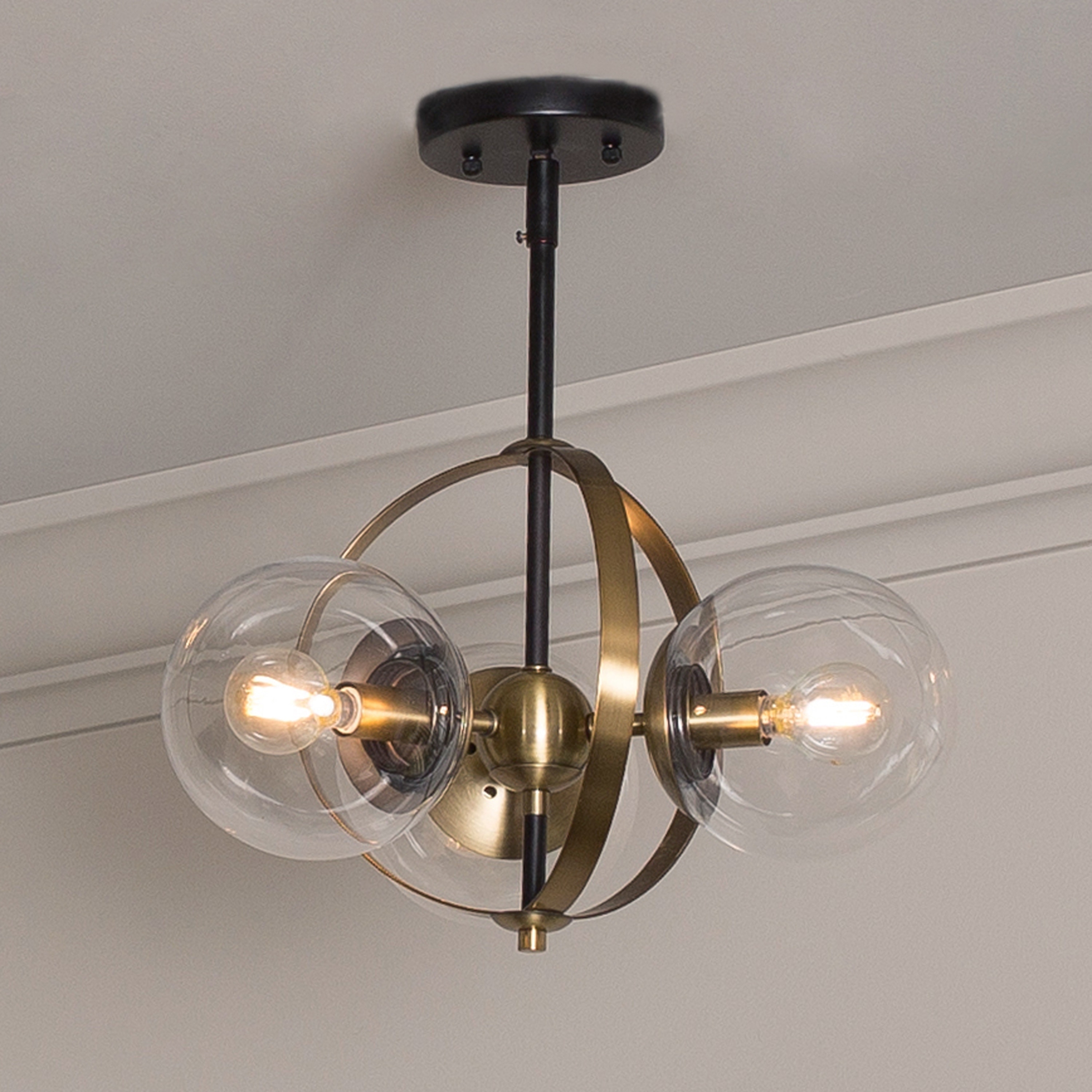 Griggs Globe 3-Light Semi Flush Mount Ceiling Light - N/A - Chandeliers For Bedrooms by Overstock.com