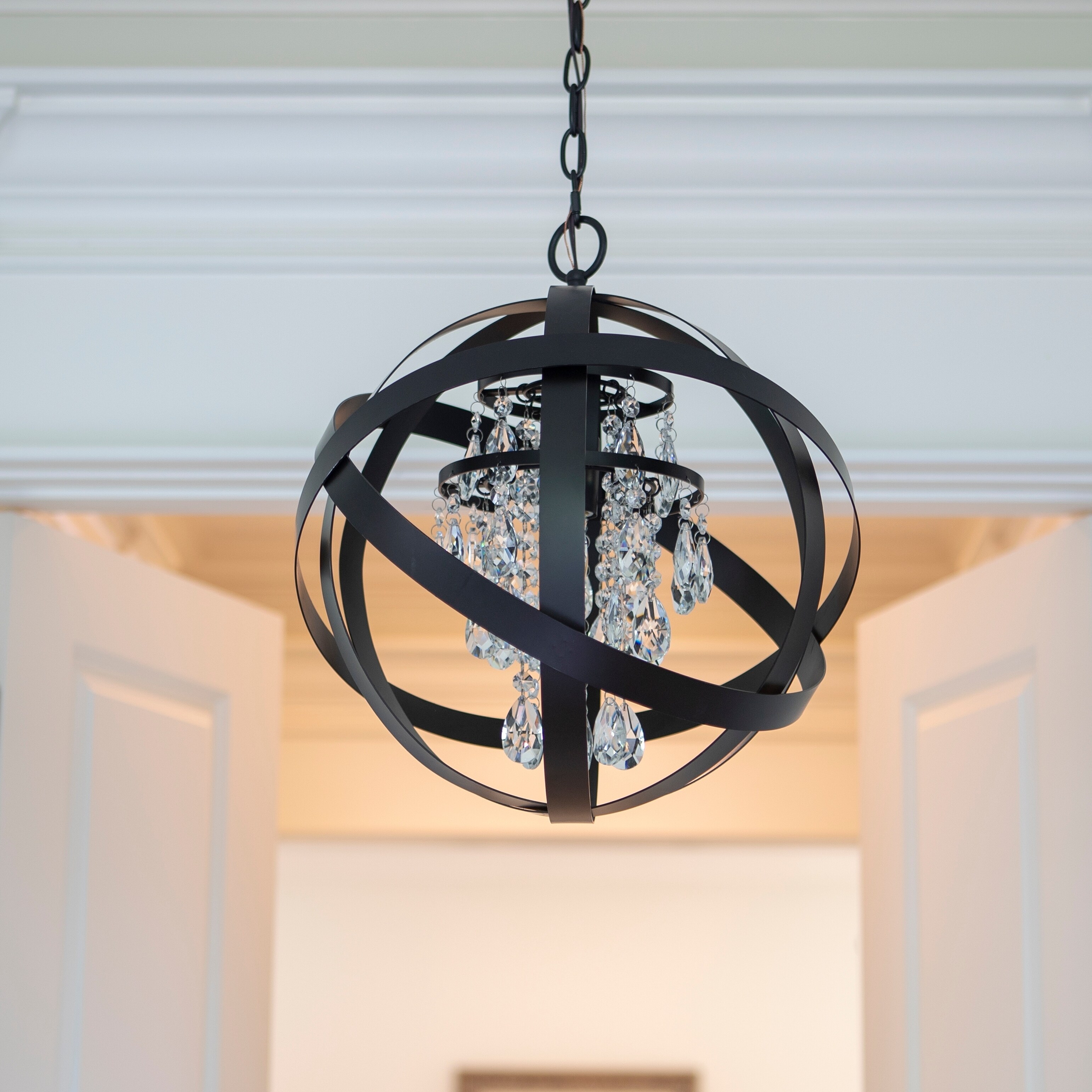 Mika 1 Light Crystal And Steel Pendant Mika 1 Light Crystal And Steel Pendant