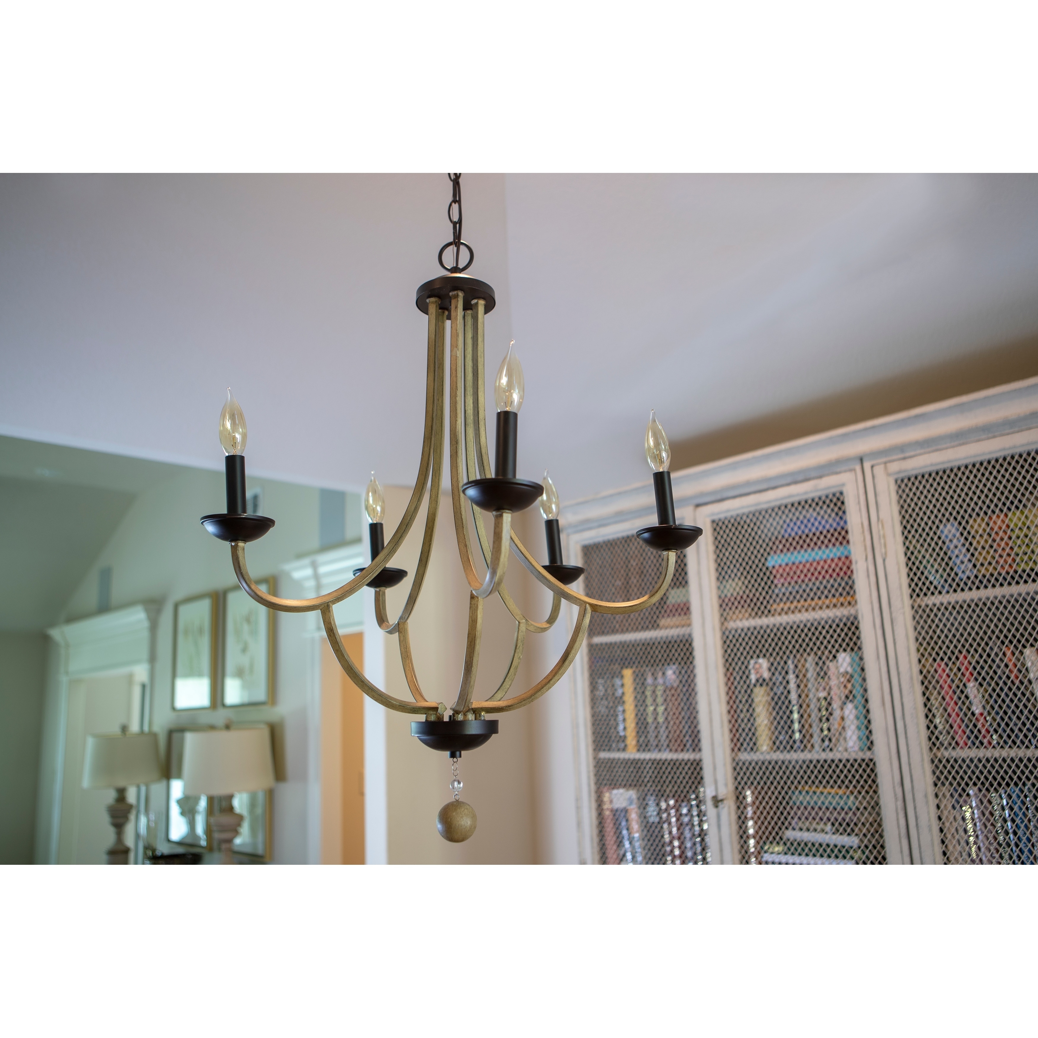 Maddox Metal and Wood 5-Light Chandelier - Chandeliers For Bedrooms by Overstock.com
