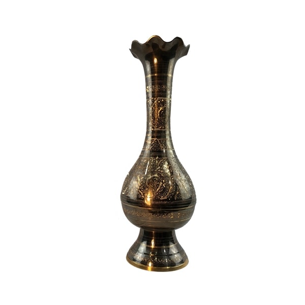 Natural Geo Brass Vintage Black/Gold Table Vase