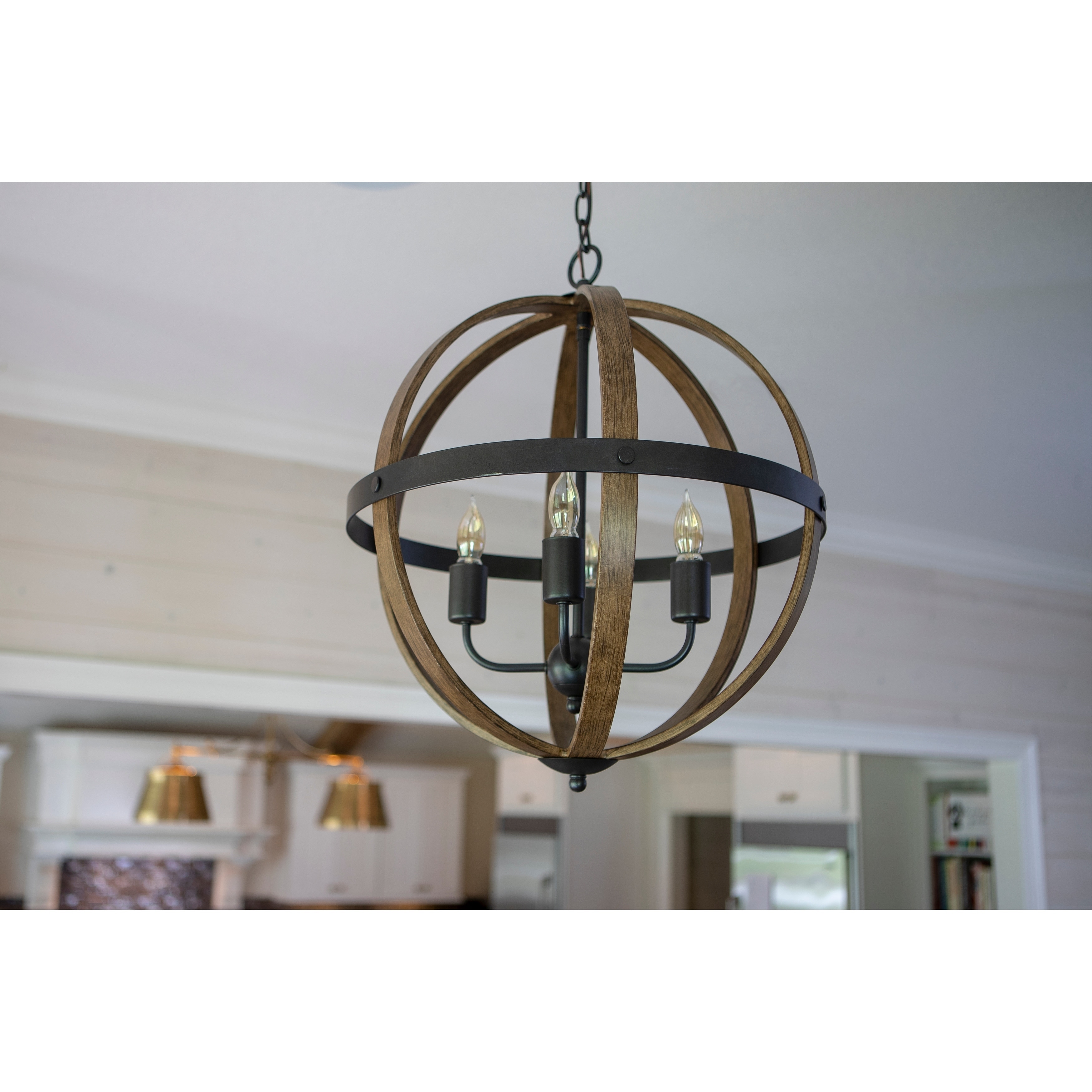 Mason Metal and Wood 4-Light Orb Pendant Black