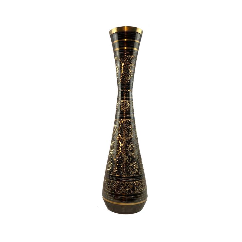 Natural Geo Brass Floral Black/Gold Table Vase