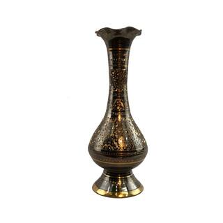 Natural Geo Brass Elegant Black/Gold 11" Table Vase