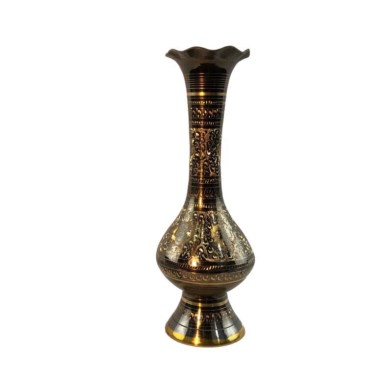 Natural Geo Brass Elegant Black/Gold 10" Table Vase