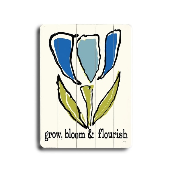 Grow, Bloom & Flourish - Planked Wood Wall Decor by Lisa Weedn
