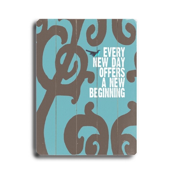 Blue Every New Day - Planked Wood Wall Decor by Lisa Weedn