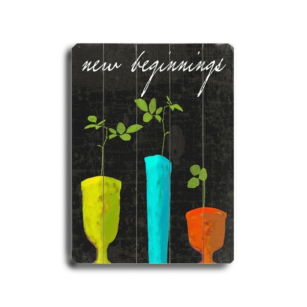 New Beginnings - Planked Wood Wall Decor by Lisa Weedn