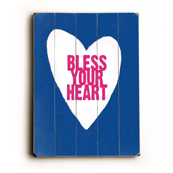 Bless your Heart - Planked Wood Wall Decor by Lisa Weedn