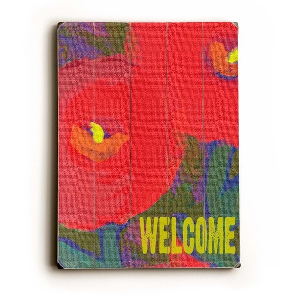 Welcome - Planked Wood Wall Decor by Lisa Weedn