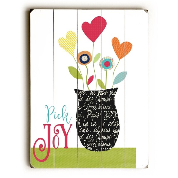 Pick Joy - Planked Wood Wall Decor by Alli Rogosich