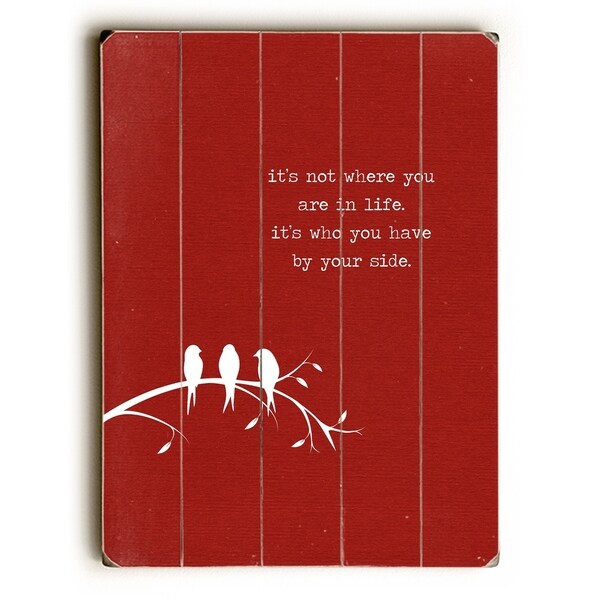 By your side red - Planked Wood Wall Decor by Cheryl Overton