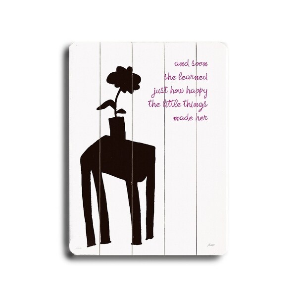 Happy Little Things - Planked Wood Wall Decor by Lisa Weedn