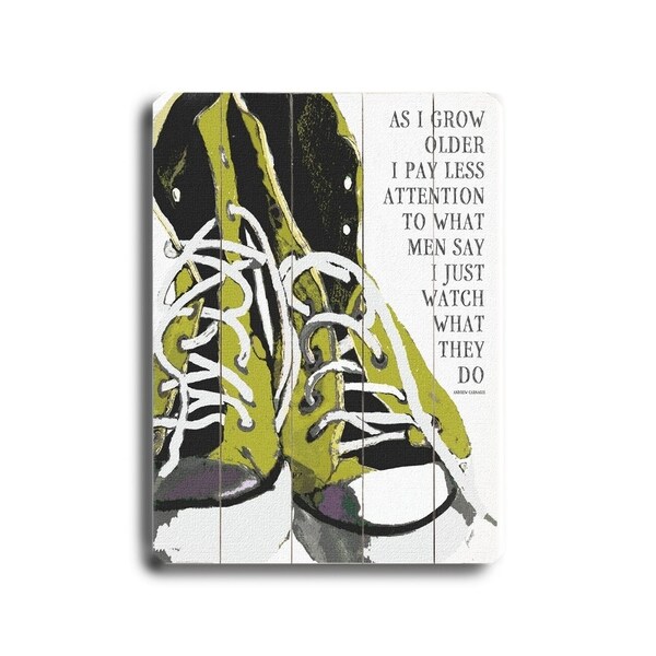As I grow older (Green) - Planked Wood Wall Decor by Lisa Weedn