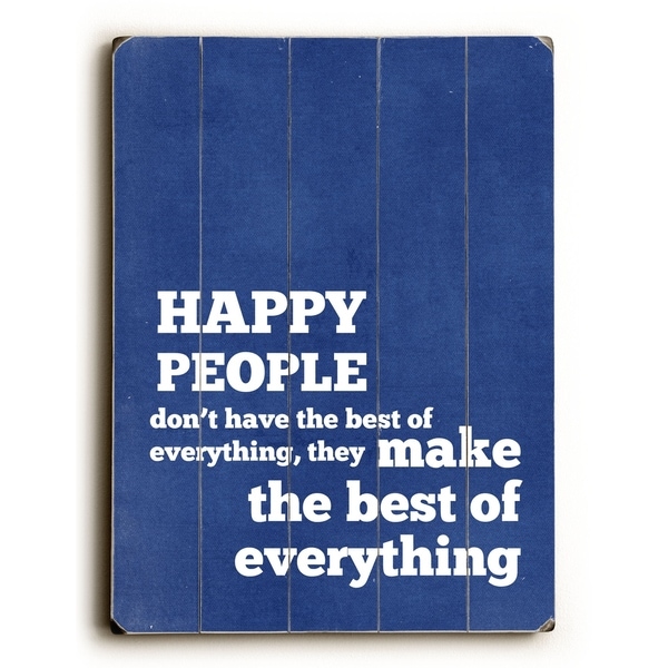 Happy People - Planked Wood Wall Decor by Cheryl Overton