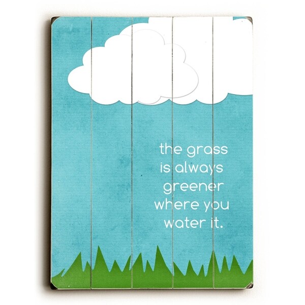 Grass is Always Greener - Planked Wood Wall Decor by Cheryl Overton