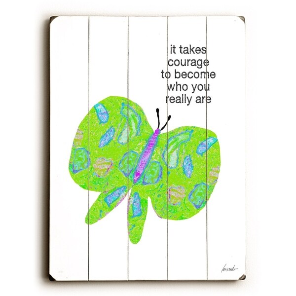 It takes courage - Planked Wood Wall Decor by Lisa Weedn