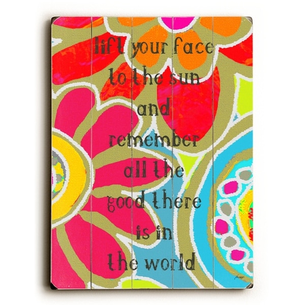 lift your face - Planked Wood Wall Decor by Lisa Weedn