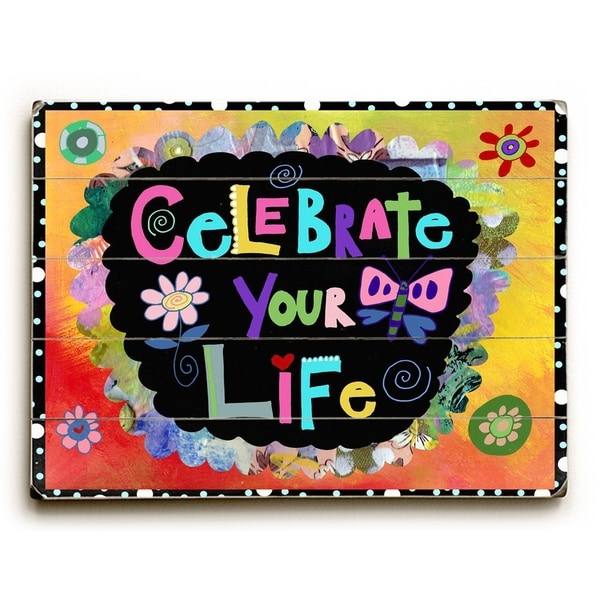 Celebrate - Planked Wood Wall Decor by Beth Nadler