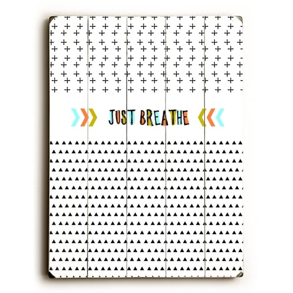 Just Breathe - Planked Wood Wall Decor by Cheryl Overton