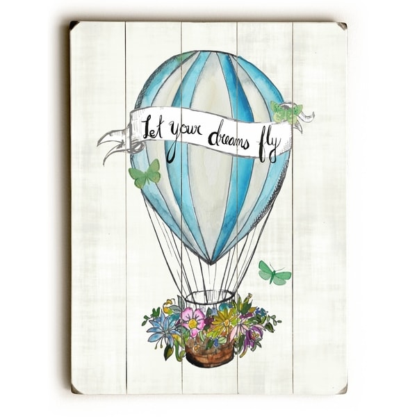 Let Your Dreams Fly - Planked Wood Wall Decor by Jennifer Rizzo Design