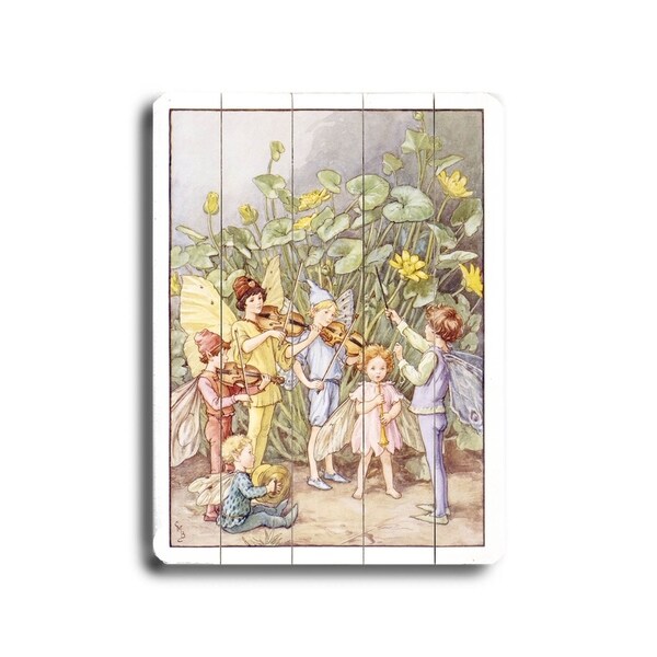 The Fairy Orchestra Music Poster - Planked Wood Wall Decor by Laughing Elephant