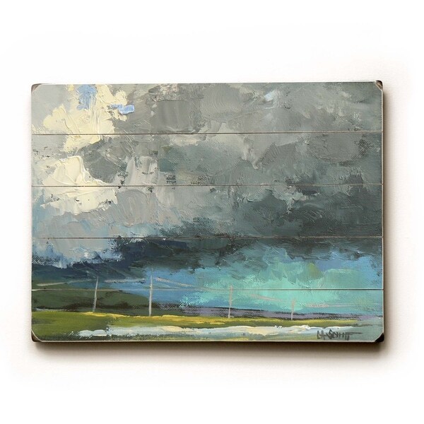Turquoise Sky - Planked Wood Wall Decor by Carol Schiff
