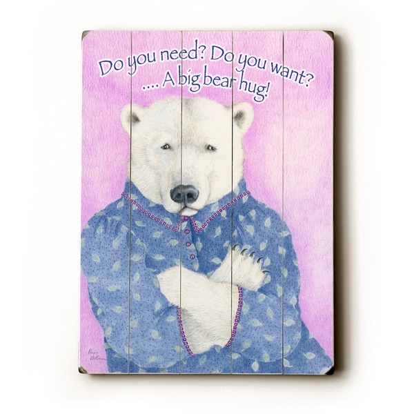 a big bear hug - Planked Wood Wall Decor by Paris Bottman