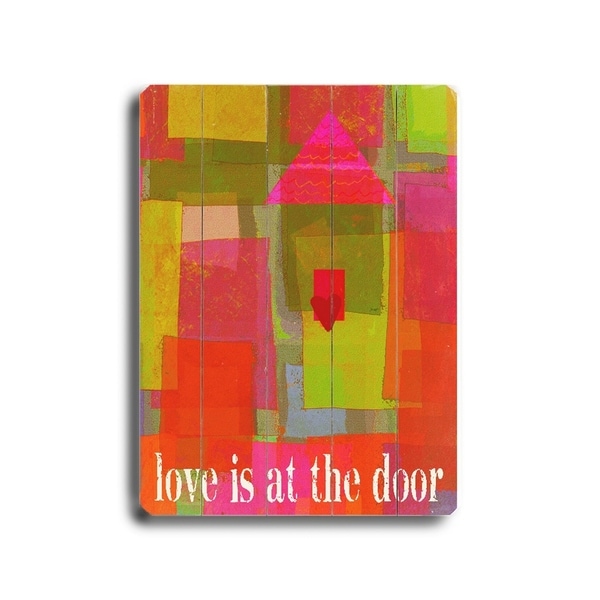 Love is at the door - Planked Wood Wall Decor by Lisa Weedn