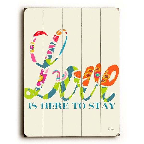 Love is here - Planked Wood Wall Decor by Lisa Weedn
