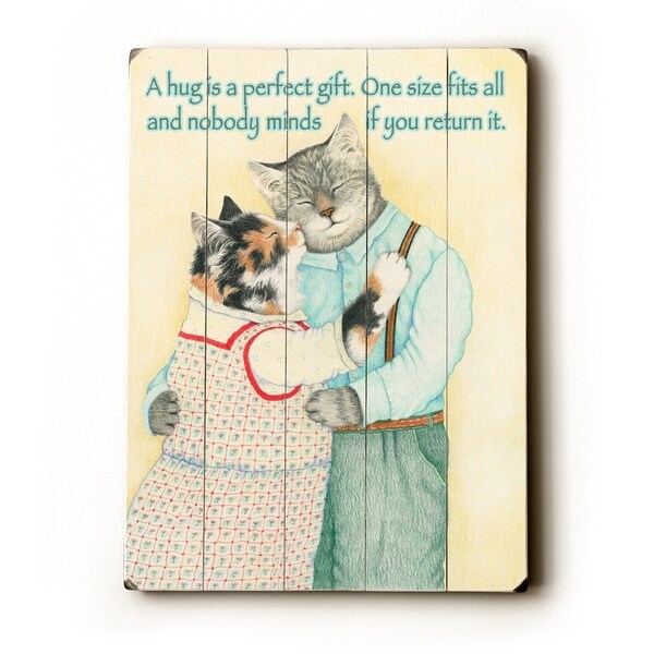 a hug is a perfect gift - Planked Wood Wall Decor by Paris Bottman