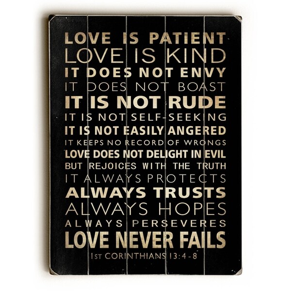 Love is Patient - Planked Wood Wall Decor by Nancy Anderson