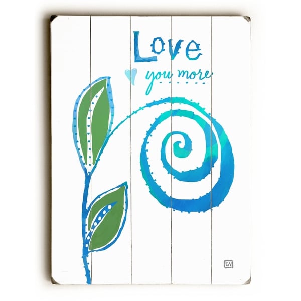 Love You More Swirl - Planked Wood Wall Decor by Lisa Weedn