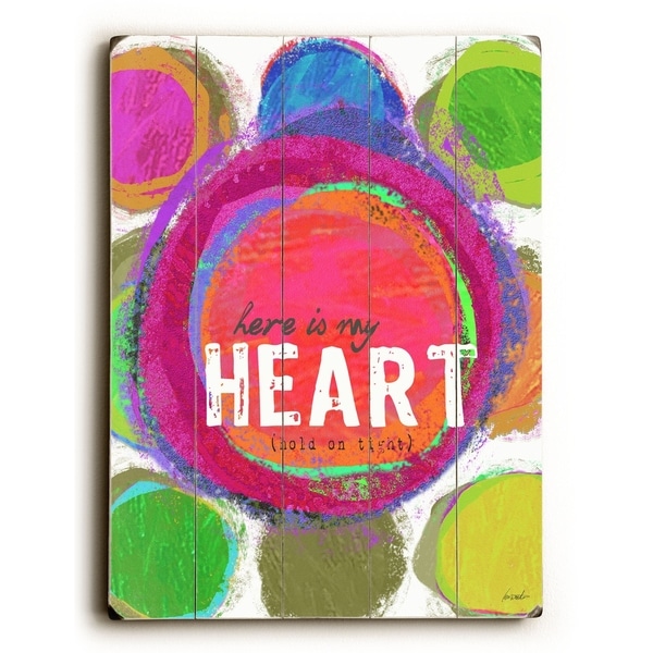 Here Is My Heart - Planked Wood Wall Decor by Lisa Weedn
