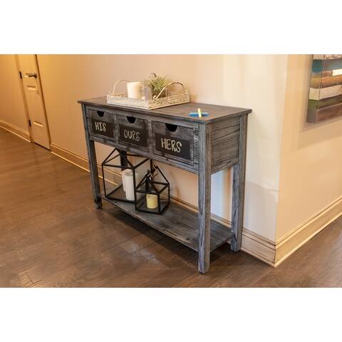 Rowan 3-Drawer Weathered Chalkboard Console Table