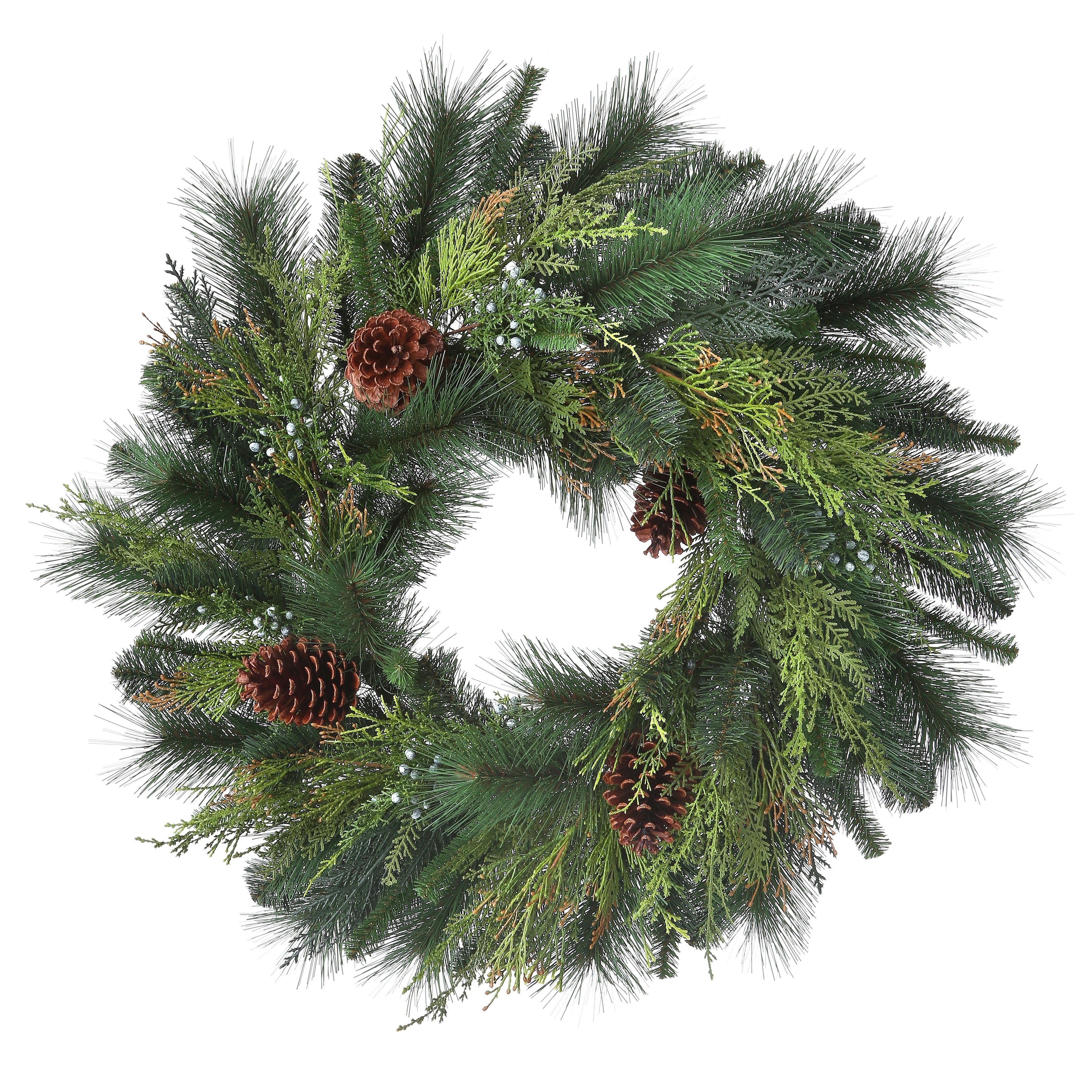 30 Inch Deep Woods Mix Greens W/Cones Wreath