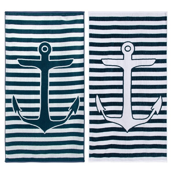 Shop Superior Egyptian Cotton Yacht Club Striped Beach Towel