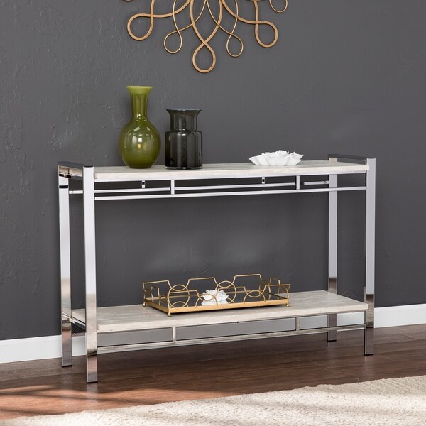 Tameli Faux Stone Console Table with Shelf