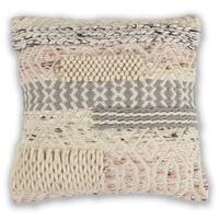 KAS Ivory/Blush Cabo Chunky Knit Throw Pillow