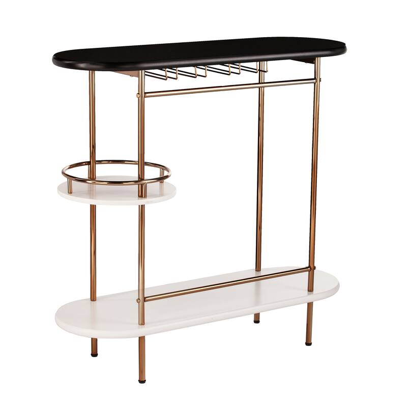 SEI Furniture Ringkobing Art Deco Bar Table with Shelves and Glassware Racks