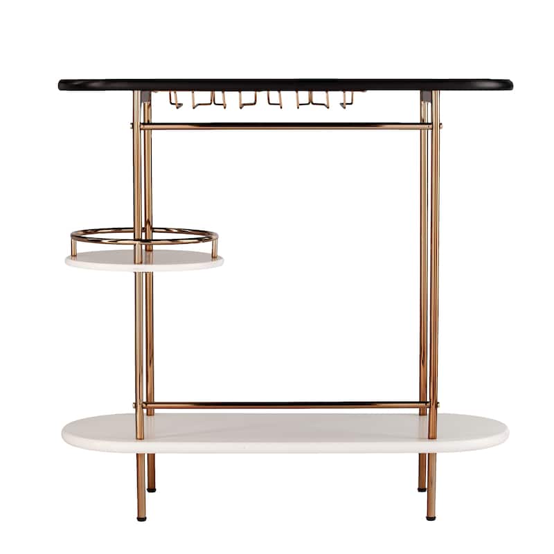 SEI Furniture Ringkobing Art Deco Bar Table with Shelves and Glassware Racks
