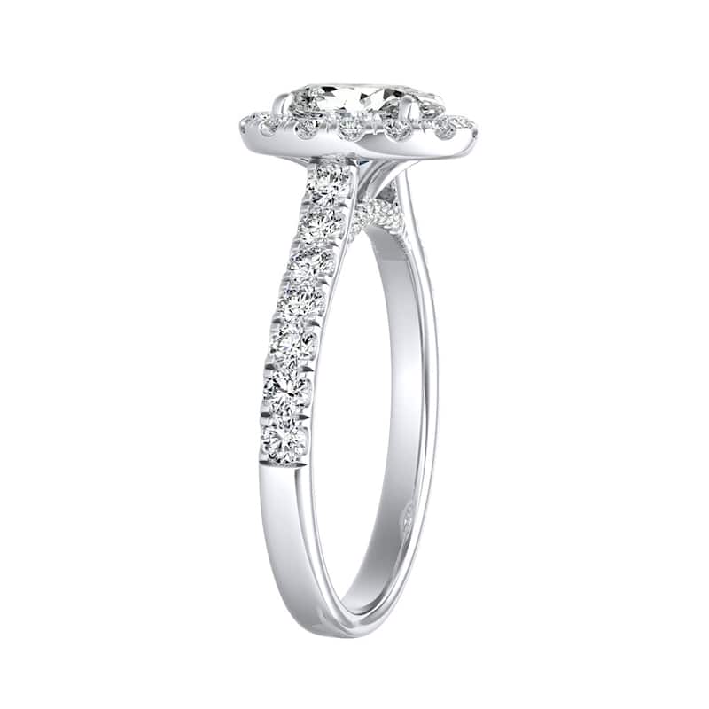 Auriya Platinum Classic Oval-cut 7/8cttw Halo Diamond Engagement Ring (I-J, I1-I2)