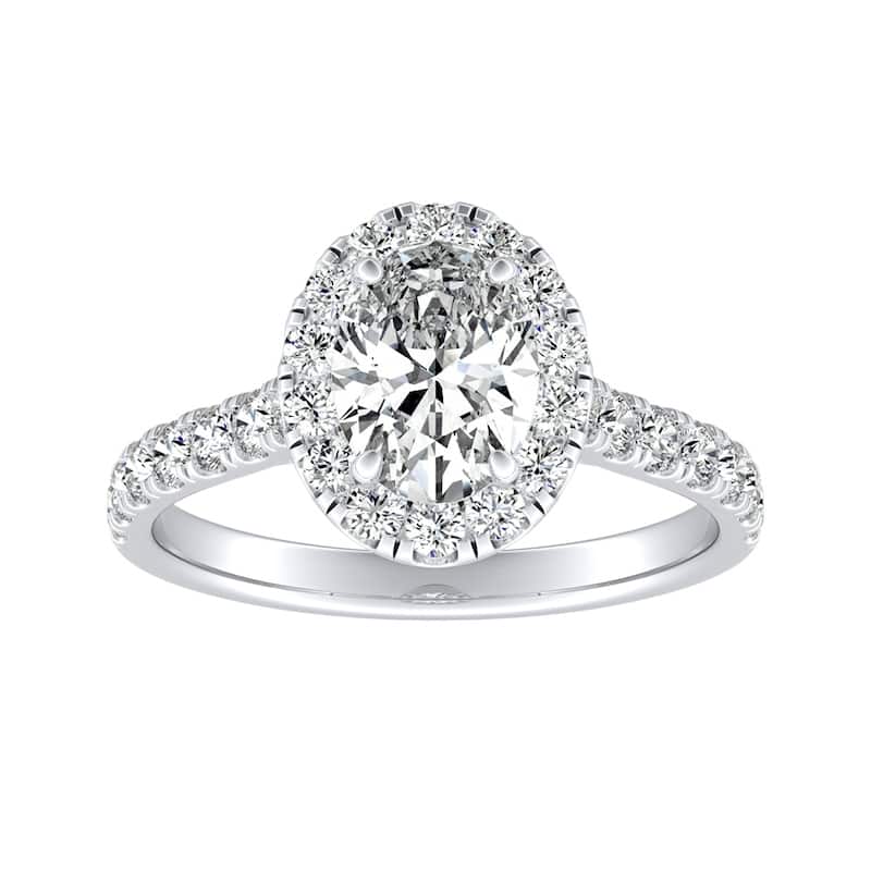 Auriya Platinum Classic Oval-cut 7/8cttw Halo Diamond Engagement Ring (I-J, I1-I2)