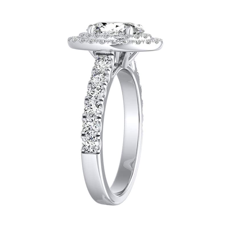 Auriya Platinum Classic Oval Shape 1ctw Double Halo Diamond Engagement Ring (I-J, I1-I2)