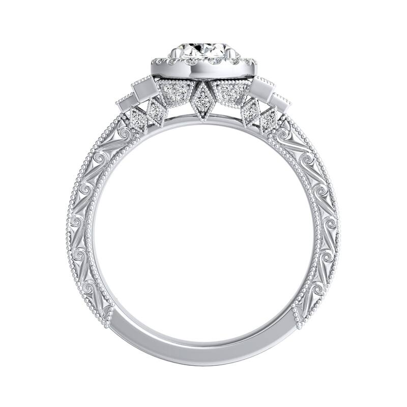 Auriya Platinum Vintage Art Deco Oval-cut Halo Diamond Ring 1 1/4cttw