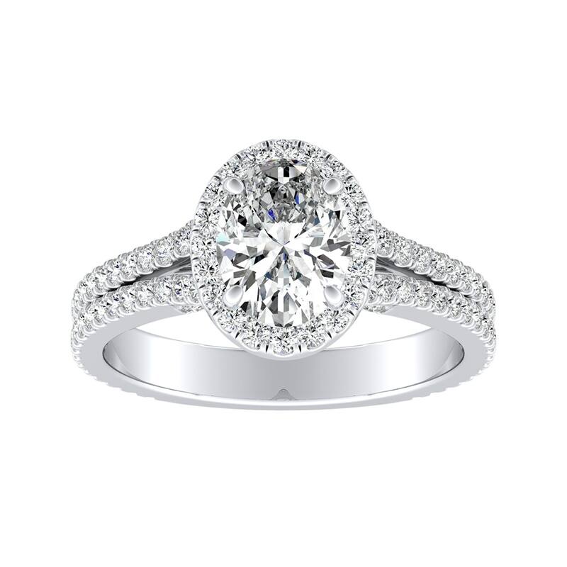 Auriya Platinum 9/10ctw Oval-cut Halo Diamond Engagement Ring (I-J, I1-I2)