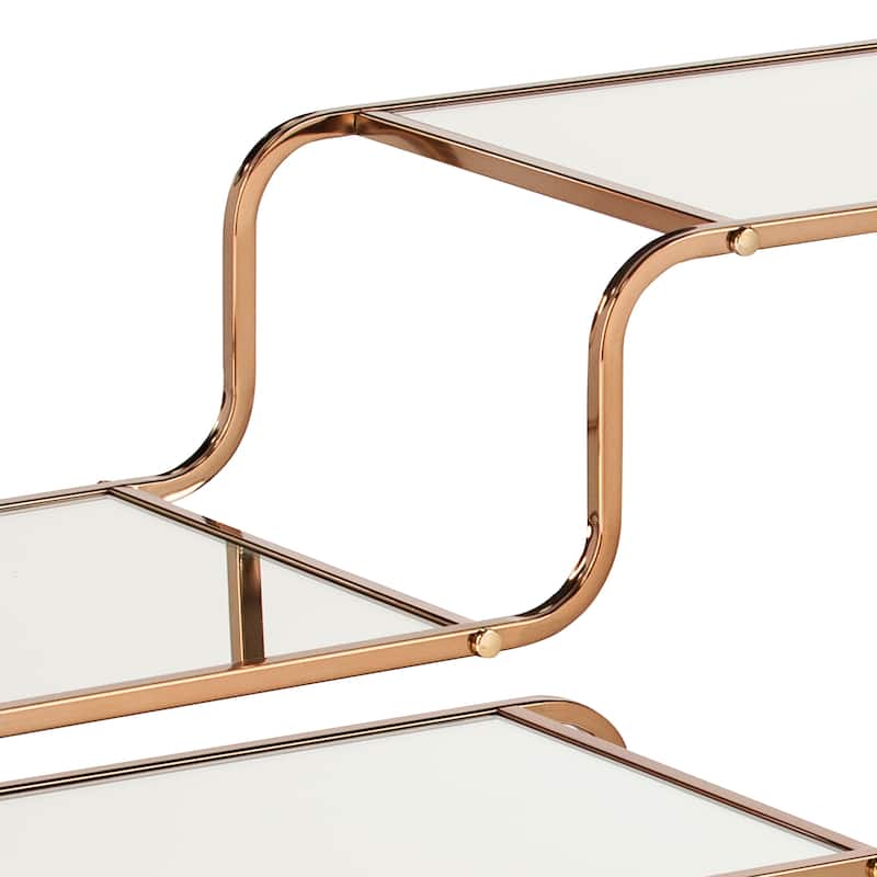 SEI Furniture Stovring Champagne Gold Mirrored Bar Cart