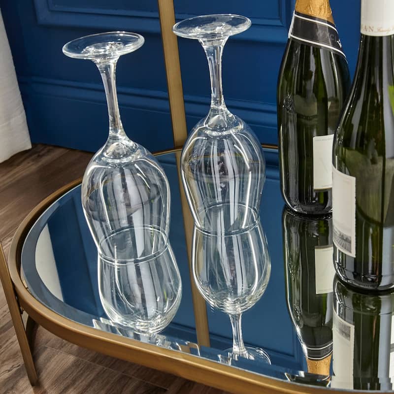SEI Furniture Grant Mirrored Gold Oval Glam Bar Table
